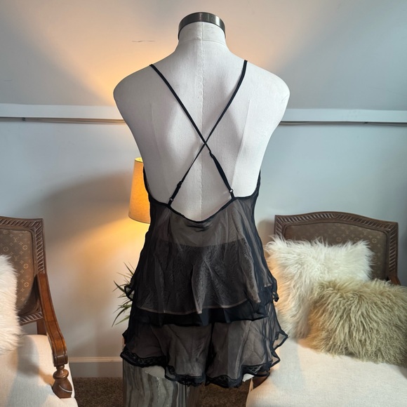 Vintage 90s Victoria’s Secret Floral Black Mesh Cami Top & Bottoms, Fairy Grunge - Picture 4 of 11